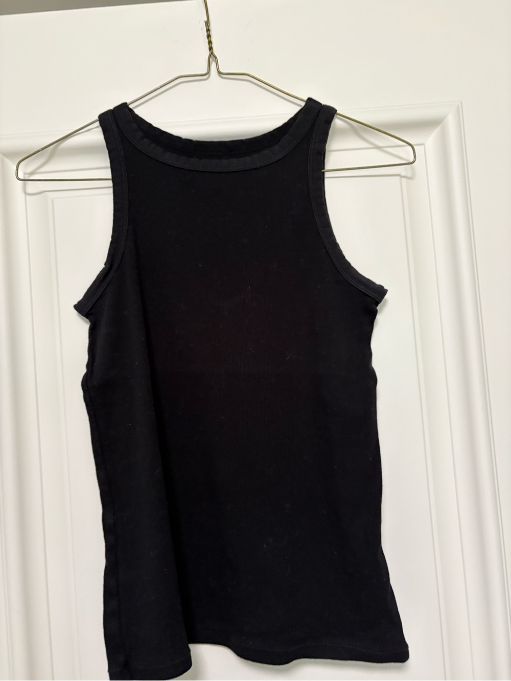 Paper label Black Crew Neck Tee with White Print